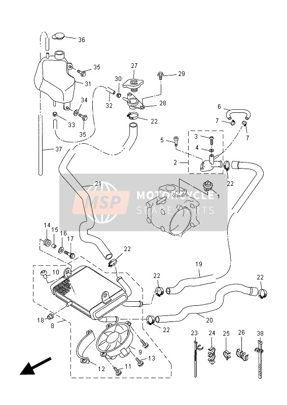 Yamaha VP250 X-CITY 2012 Termosifone & Tubo per un 2012 Yamaha VP250 X-CITY